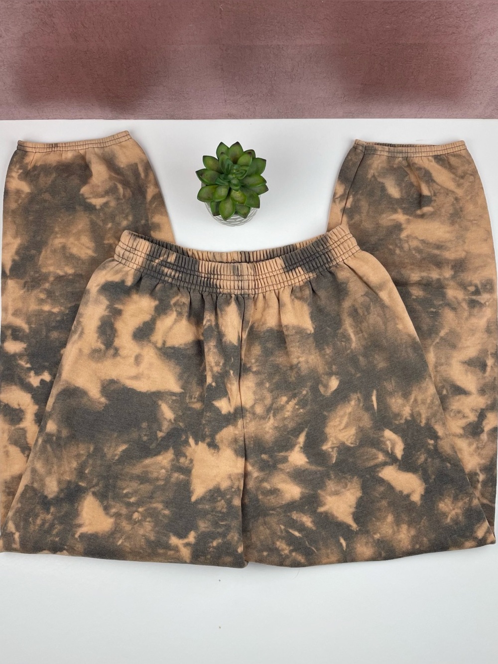 Hanes Comfort Blend Orange Brown Tie Dye Sweatpants Men Medium Casual